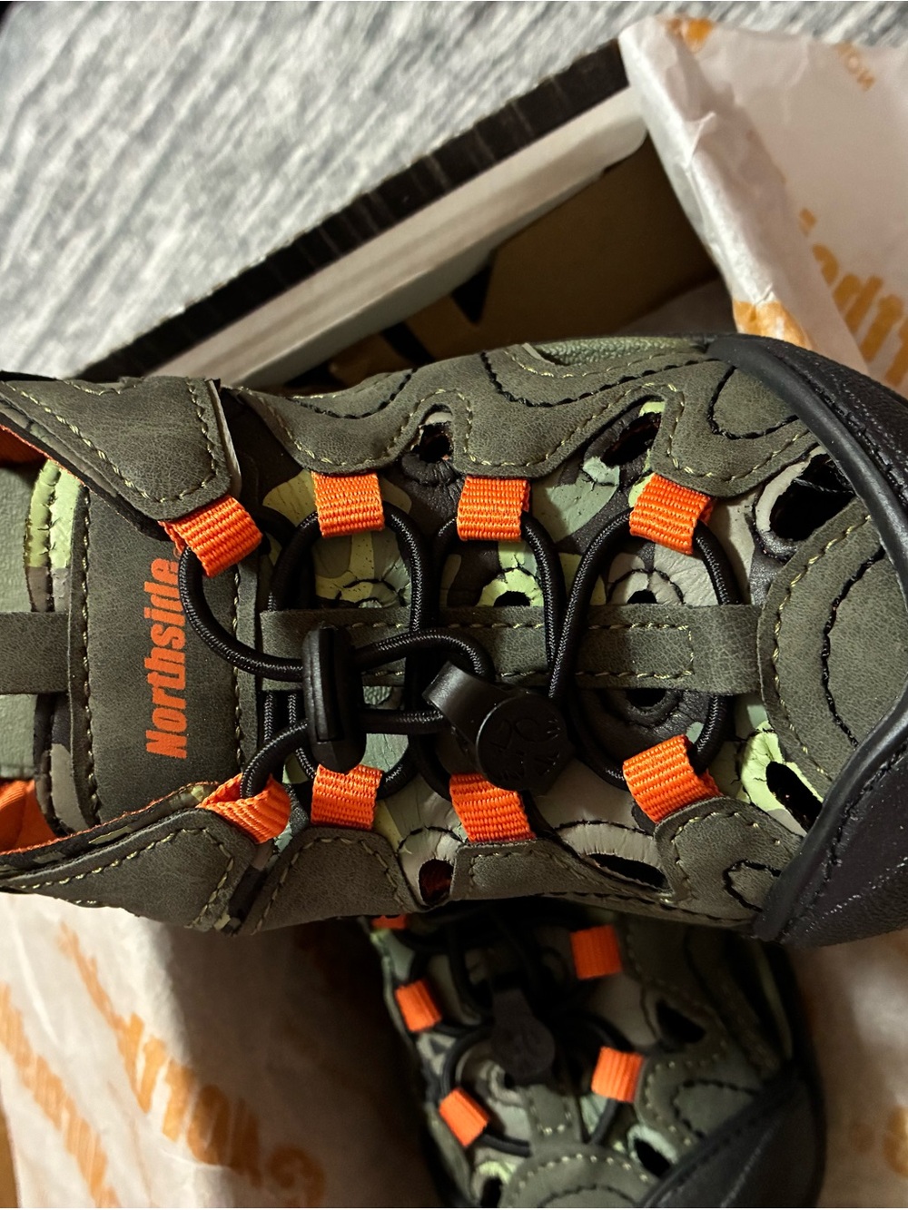 Northside Kids Olive Green and Orange Outdoor Sandals